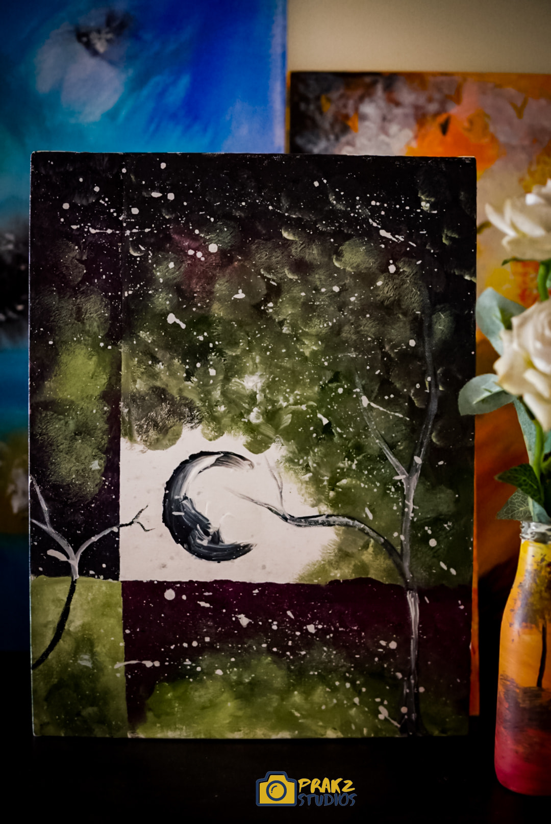 Moonlit Green Silence — original painting by Prakhyath Rai